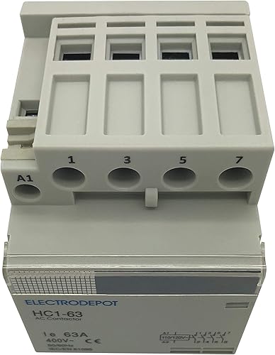Miniatura 9 de Electrodepot Contactor IEC 400V normalmente abierto de 60 amperios y 4 polos (funcionamiento silencioso) - Bobina de 110-120 VCA, inductiva 40A,