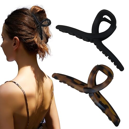 Miniatura 21 de Pinzas para el cabello de 4.3 pulgadas, grandes, antideslizantes, grandes mate, clip de mariposa para cabello fino y grueso, paquete de 4