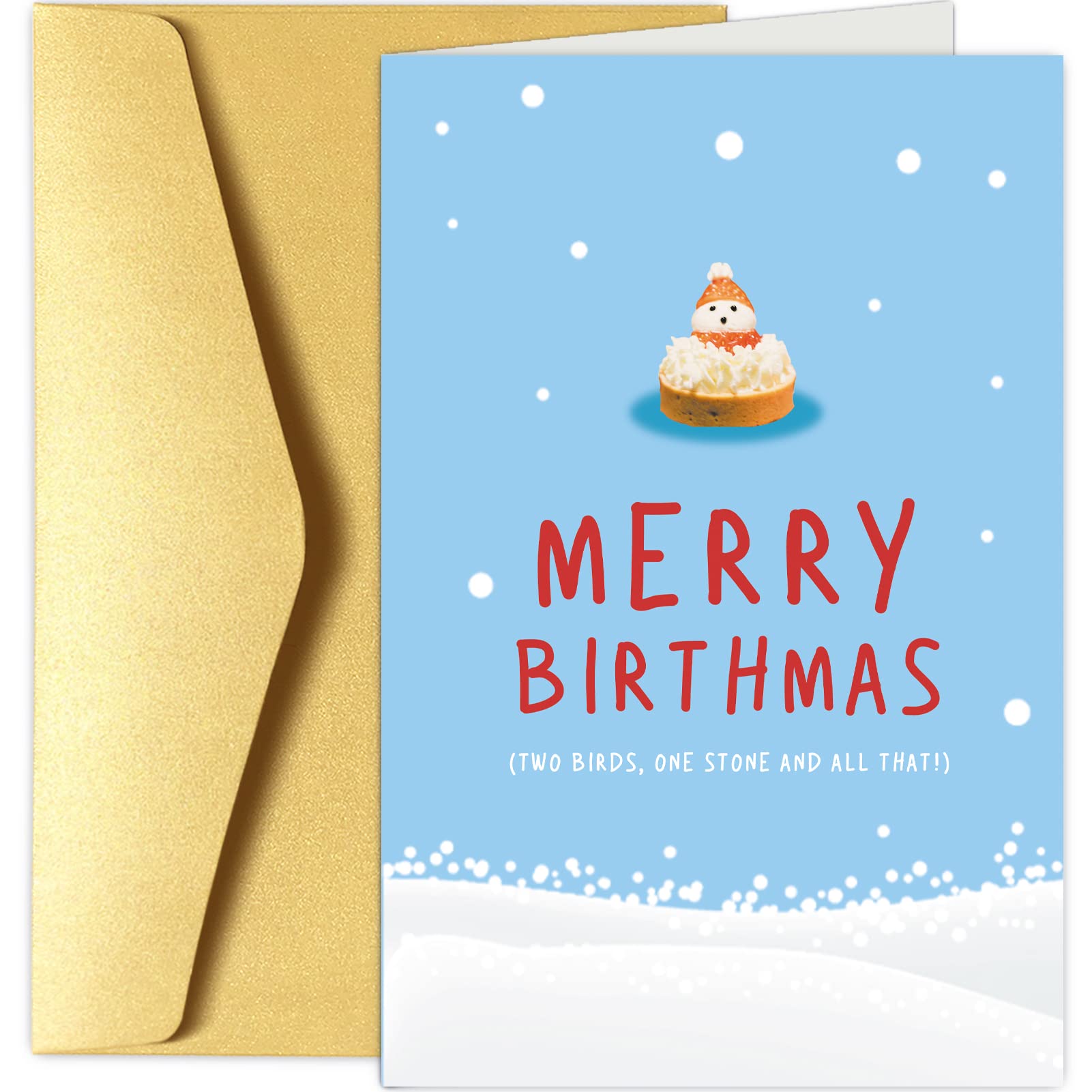 Chenive Funny Merry Christmas and Happy Birthday Card, Christmas Birthday Greeting Card, Xmas Bday Card
