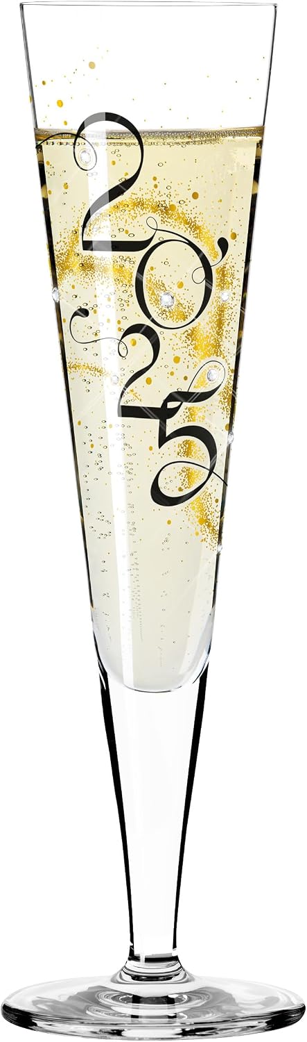 RITZENHOFF 1079015 Champagne Glass 200 ml - Brilliant Night Series - Celebration Glass 2025 with Real Gold - Made in Germany