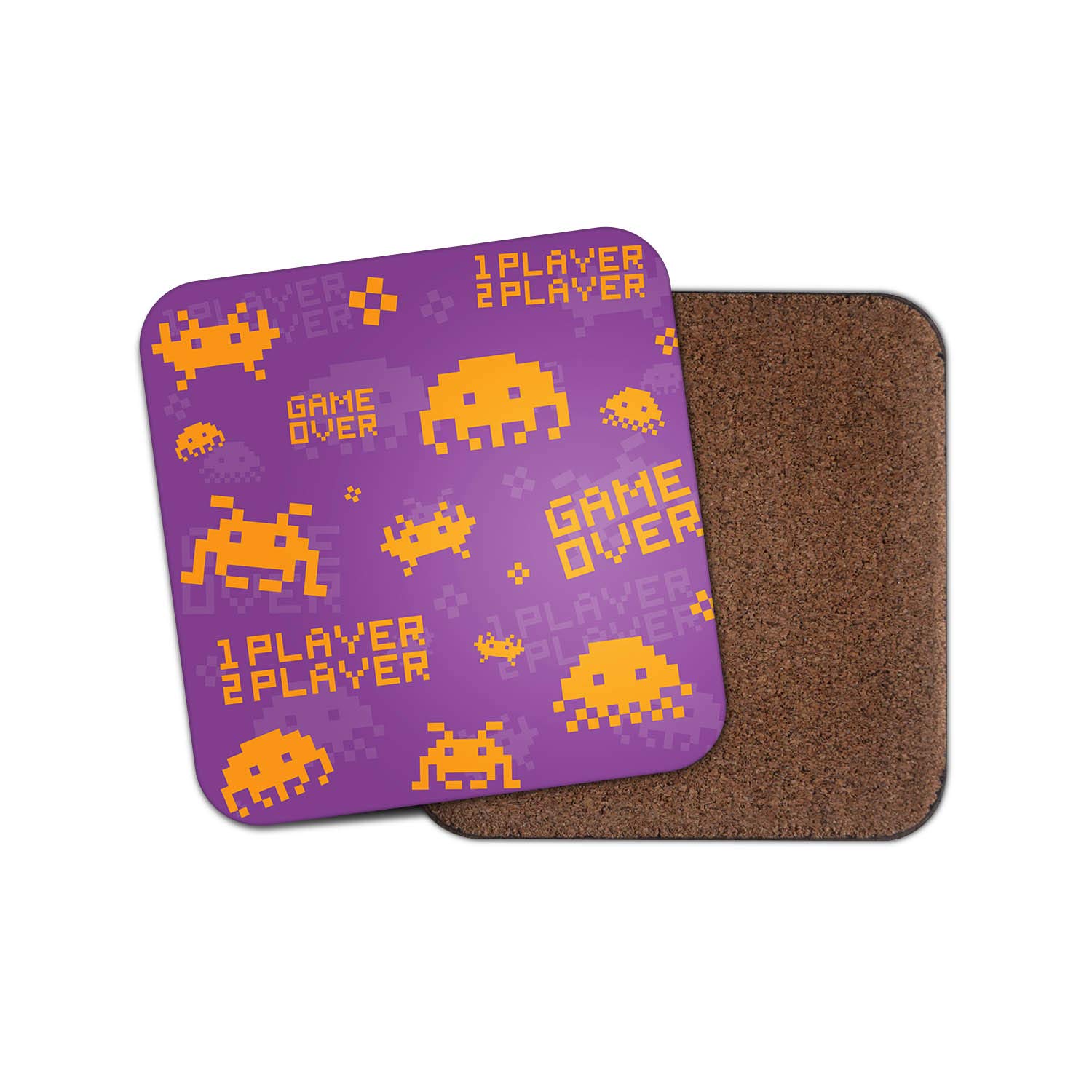 Destinationvinyl Multicolor 1 X Retro Gamer Cork Backed Drinks Coaster - Computer Game Arcade #8465