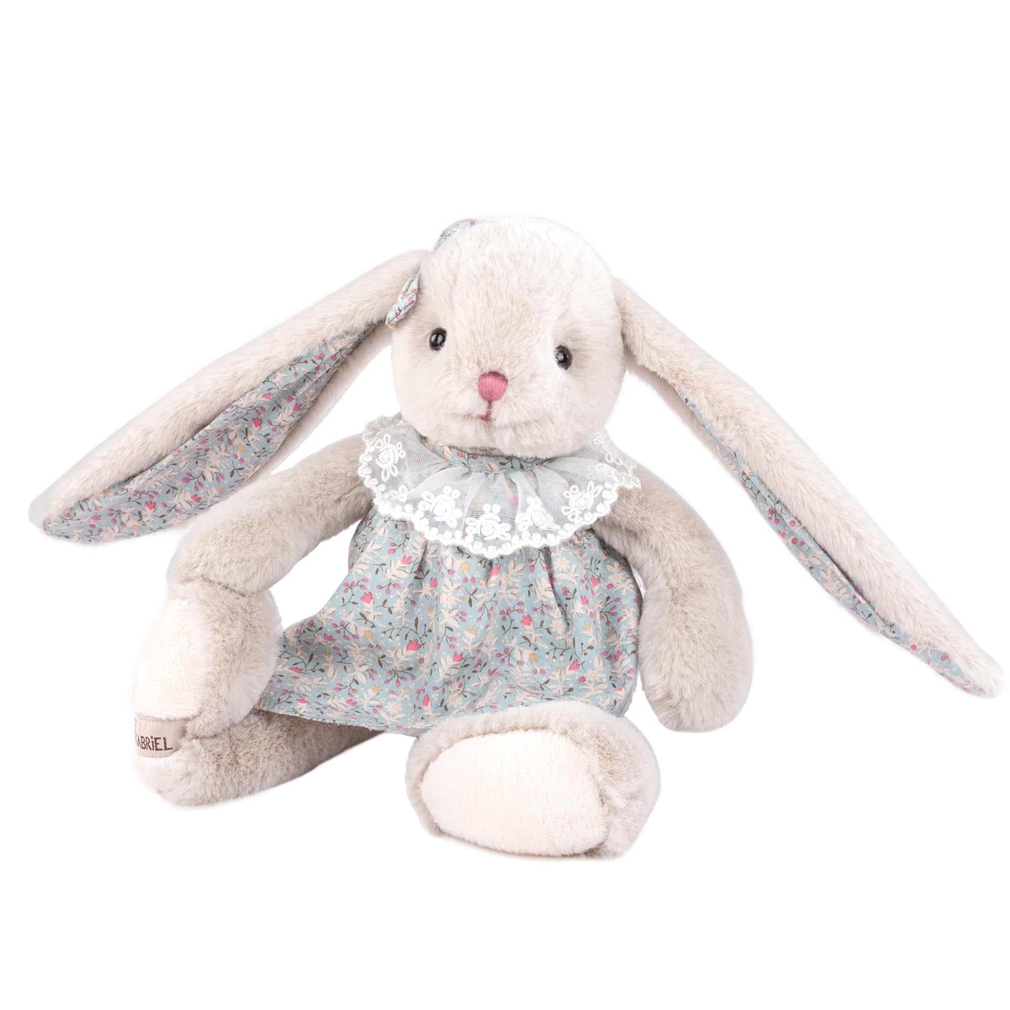 GABRIEL Bunny Plush Toy 30cm, Stuffed Rabbit with Bow & Lace Floral Skirt
