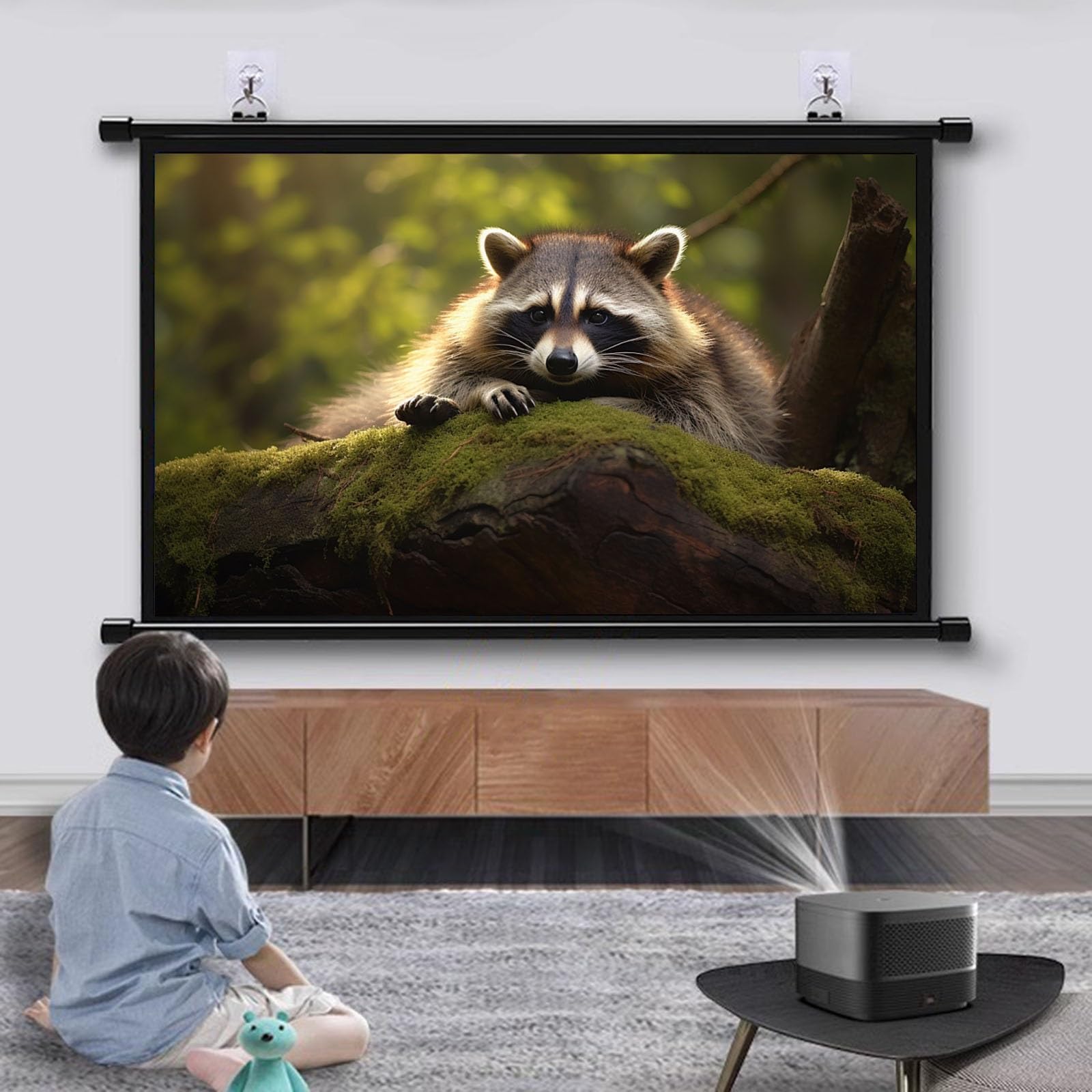 Schermo Cinematografico Portatile, 4K HD Telo Proiettore 30 50 72 Pollici | Telo for Videoproiezioni, Schermo Di Proiezione A Parete, for Casa Ufficio, Scuola, Presentazioni(60in 16:9)