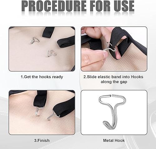 Miniatura 5 de Kewucn Juego de 24 ganchos de metal para fundas de asiento de automóvil, 12 ganchos de metal con clip de bloqueo y 12 fundas de plástico para