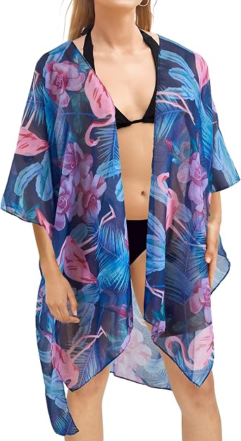 Swimsuit Coverup for Women, Beach Swimwear Kimono Cardigan, Bikini Bathing Suit, Floral Resort Wear