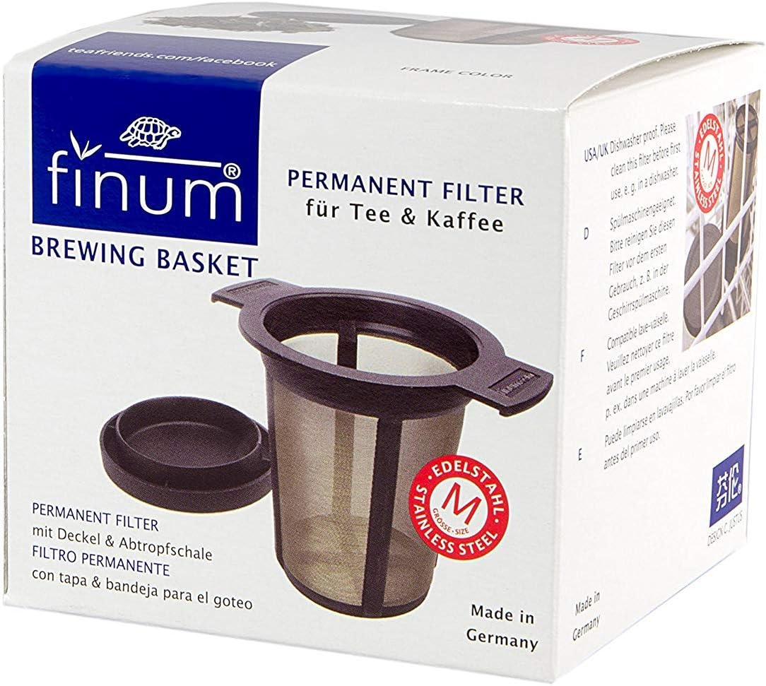Finum Reusable Stainless Steel Coffee and Tea Infusing Mesh Brewing Basket, Medium, Black