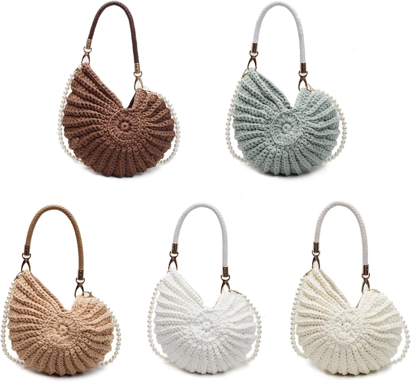 Women Shoulder Bag Stylish Crossbody Bag Handwoven Handbag Top Handle Bag Conch Messengers Bag Seashells Bag