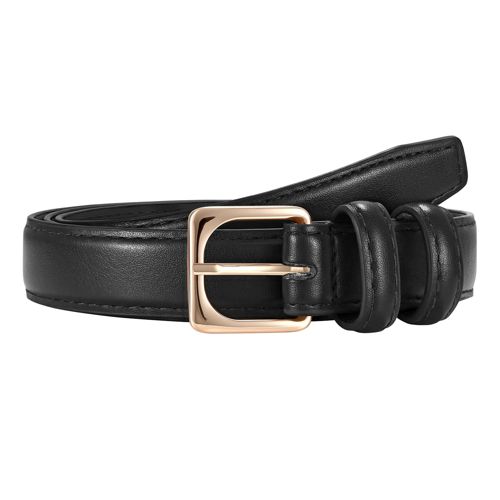 JASGOOD Women Leather Belt Fashion Ladies Leather Waist Belt for Pants Jeans Dress with Gold Buckle