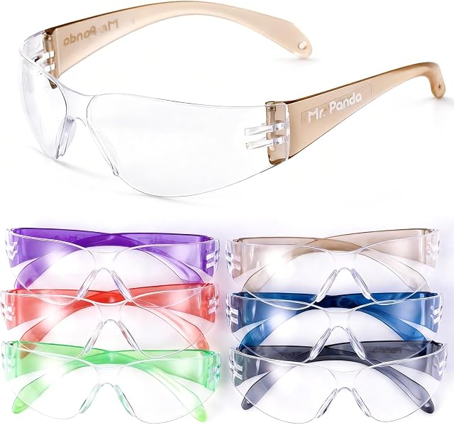 Mr. Panda 6-Pack Kids Safety Glasses, ANSI Z87.1 & EN166 Certified Youth Protective Eyewear, Scratch-Resistant, UV Protection, Lightweight for School, DIY & Outdoor Activities, Multicolor