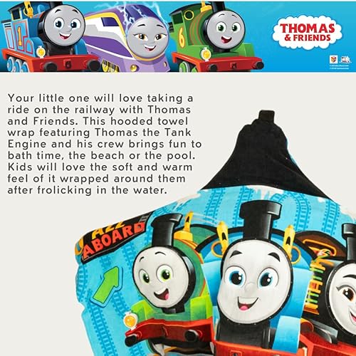 Miniatura 4 de Franco Thomas & Friends - Toalla de rizo de algodón suave con capucha para niños, 24 x 50 pulgadas, (producto 100% oficial)
