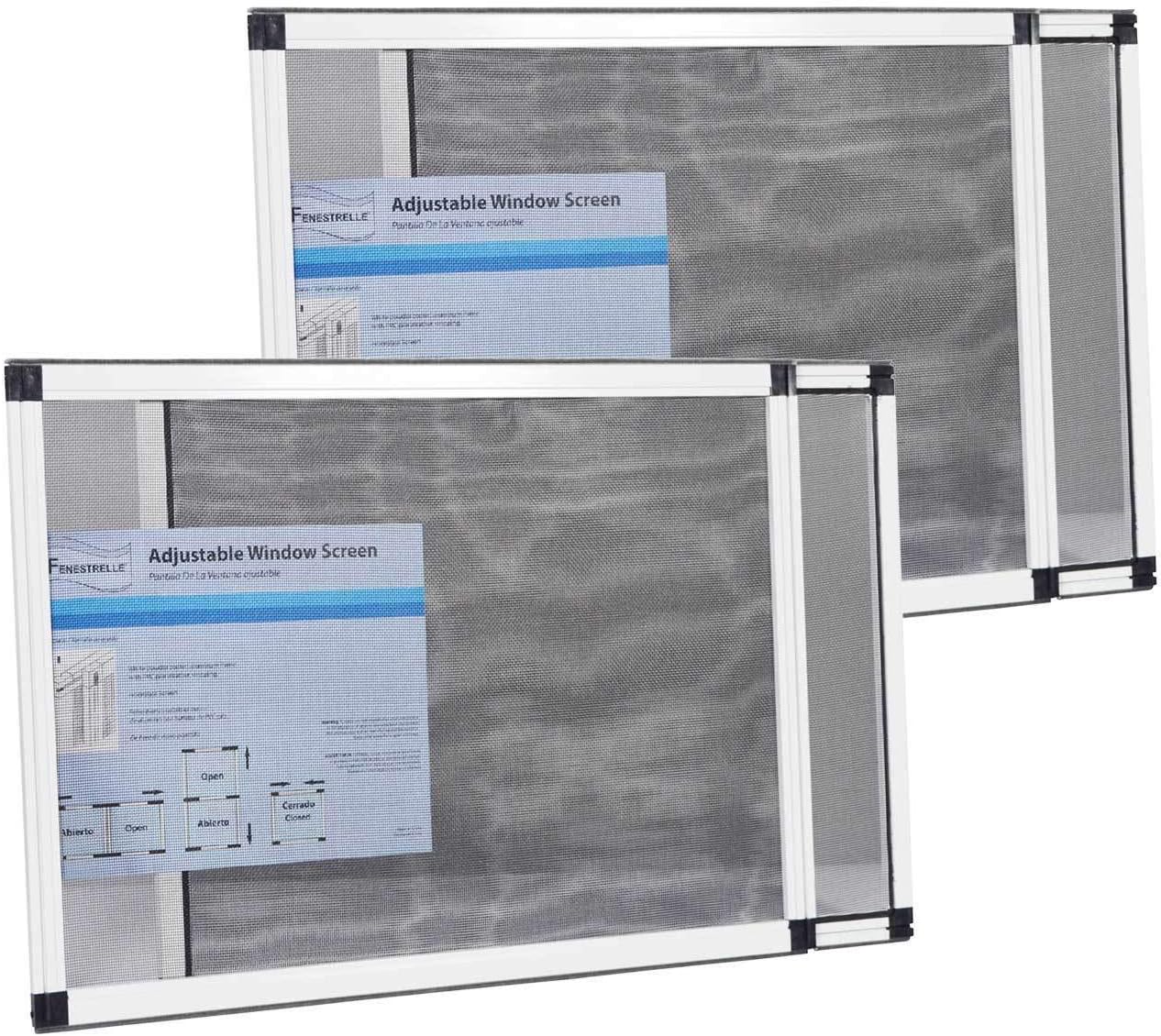 Fenestrelle Expandable Window Screen, 2 Way Adjustable, Horizontal (38cm H x 53cm-101cm W) or Convert to Vertical (53cm H x 38cm-71cm W), Insect Fly Screen for Windows, 2 Pack of Medium Screens