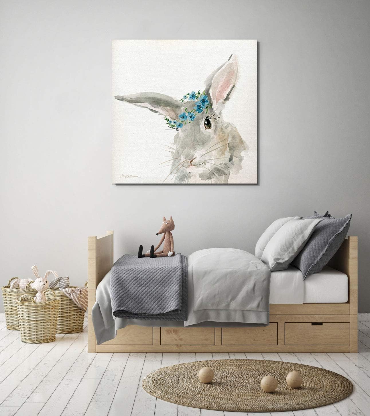 Renditions Gallery Glamour Girls Rabbit Animal Decor for Nursery, Kid Room, Playroom, Wall Art, 16X16