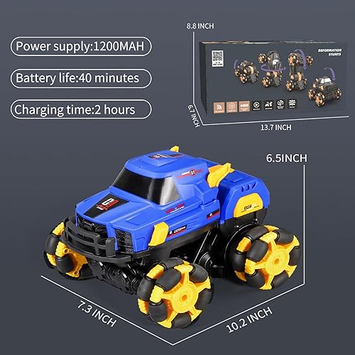 Miniatura 6 de Auto a control remoto, 116 RC Stunt Car, rotación de 360, conducción de pie, transformación automática de un botón, rotación frontal de 180, camión