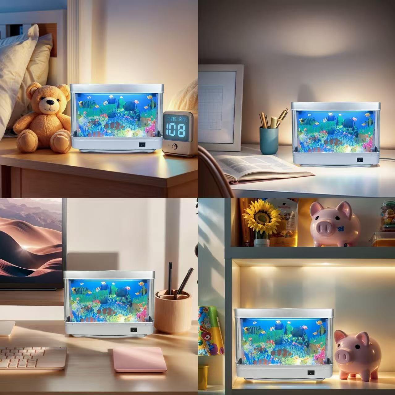 Künstliche Aquarium-Lampe, bewegliches Aquarium-Nachtlicht mit virtuellem Ozean-Effekt, 80er-Jahre-Retro-Design für Erwachsene Entspannung, Frutiger Aero, künstliche Aquarium-dekorative Lampe