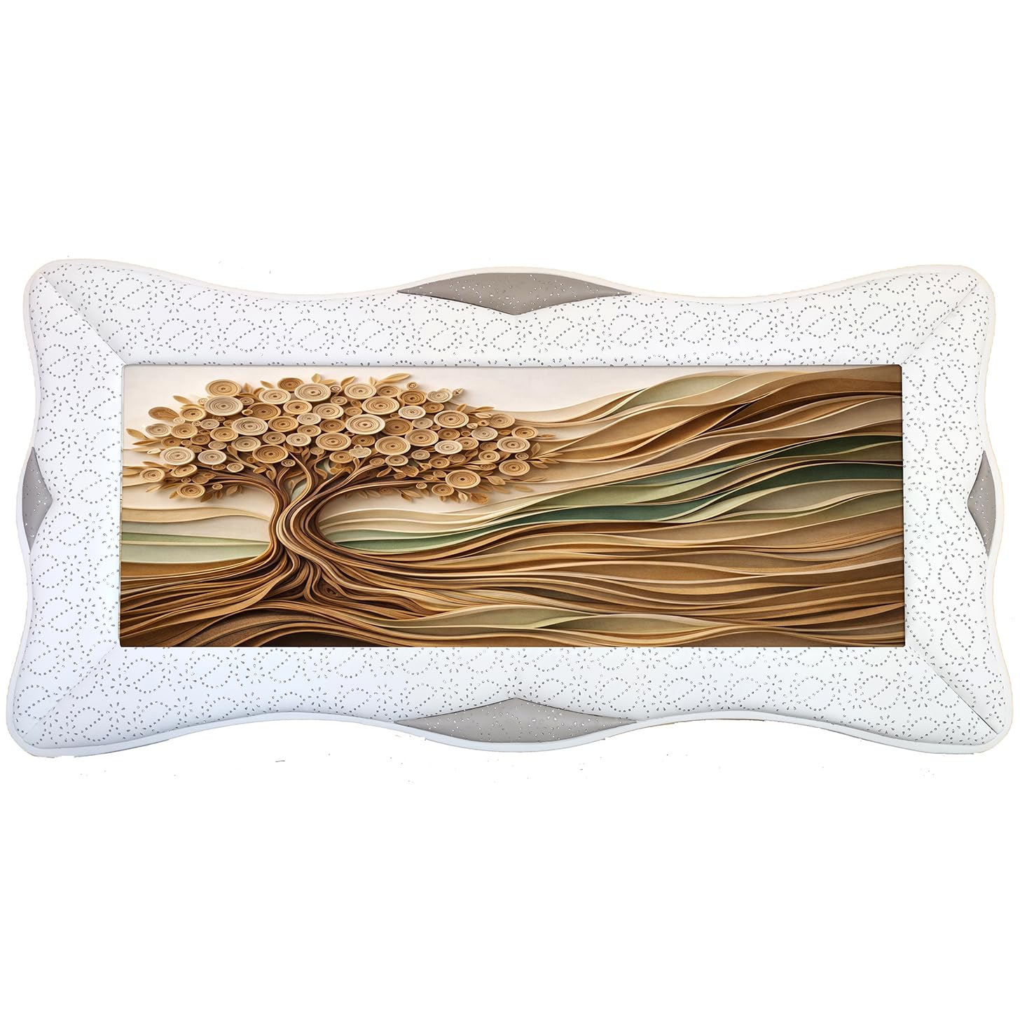 oggettando Quadro Albero Oro Terra con Cornice Rondine in Ecopelle Bianca con Inserto. Regali utili, Originali e a Prezzi Bassi (90x60, inserto Br. Bi. + Br. To.)