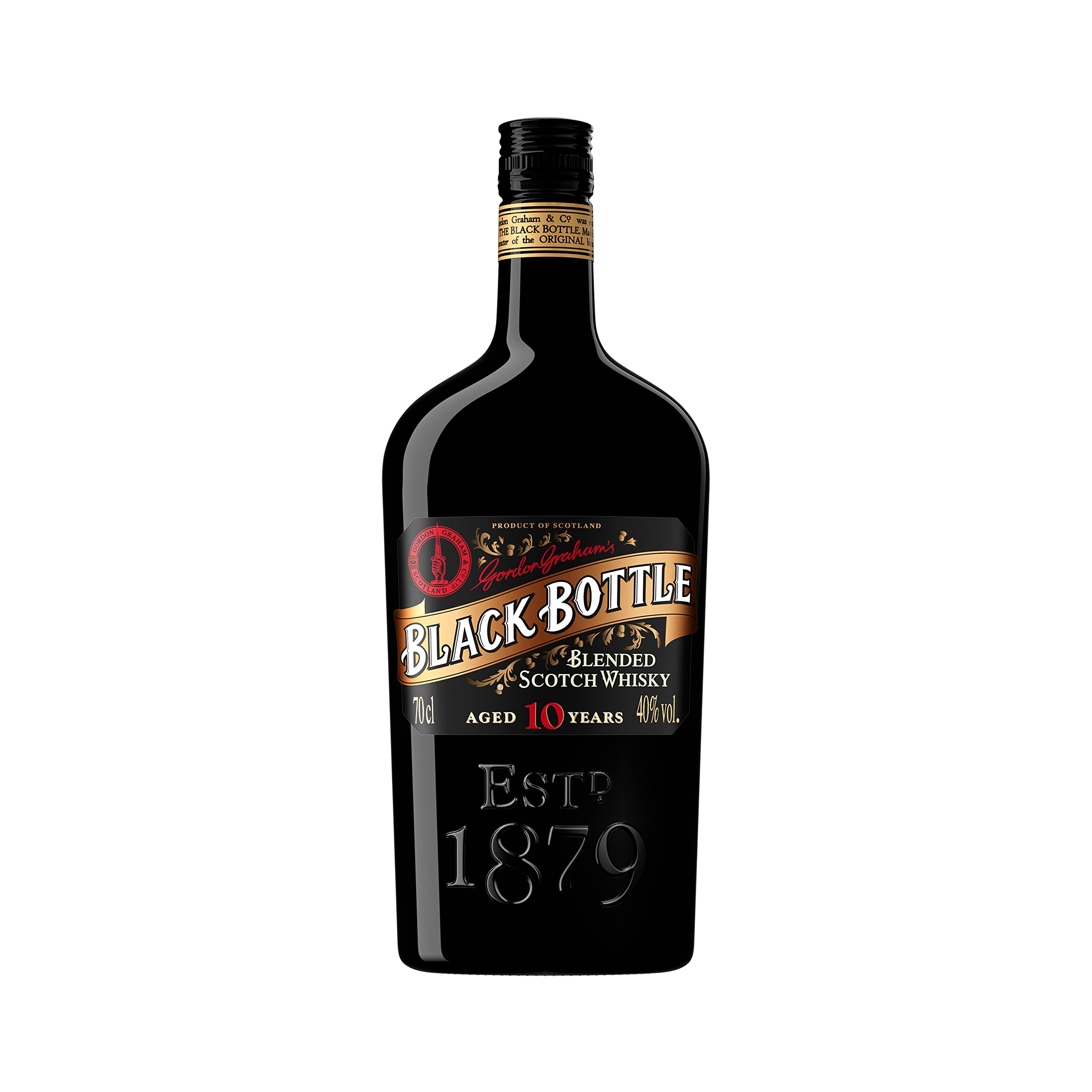 Black Bottle 10 Ans d'Âge | Whisky Scotch Blended | 40% ABV | 70 cl | Fumée de tourbe parfumée | Islay en bouteille | À déguster en Highball fumé, pur ou sur glace | Bousculez les règles