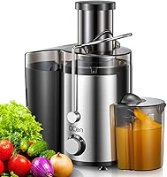 QCen 800W Centrifugal Juicer Machine - 3" Wide Mouth Feed Chute, Easy Clean Stainless Steel BPA-Free for Fruits & Veggies (Black)
