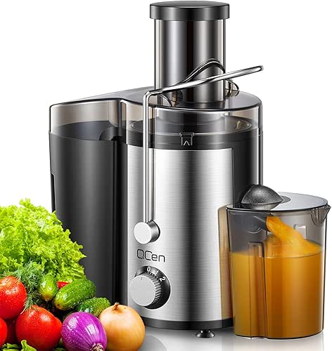 Qcen Juicer Machine, 800W Centrifugal Juicer Extractor with Wide Mouth