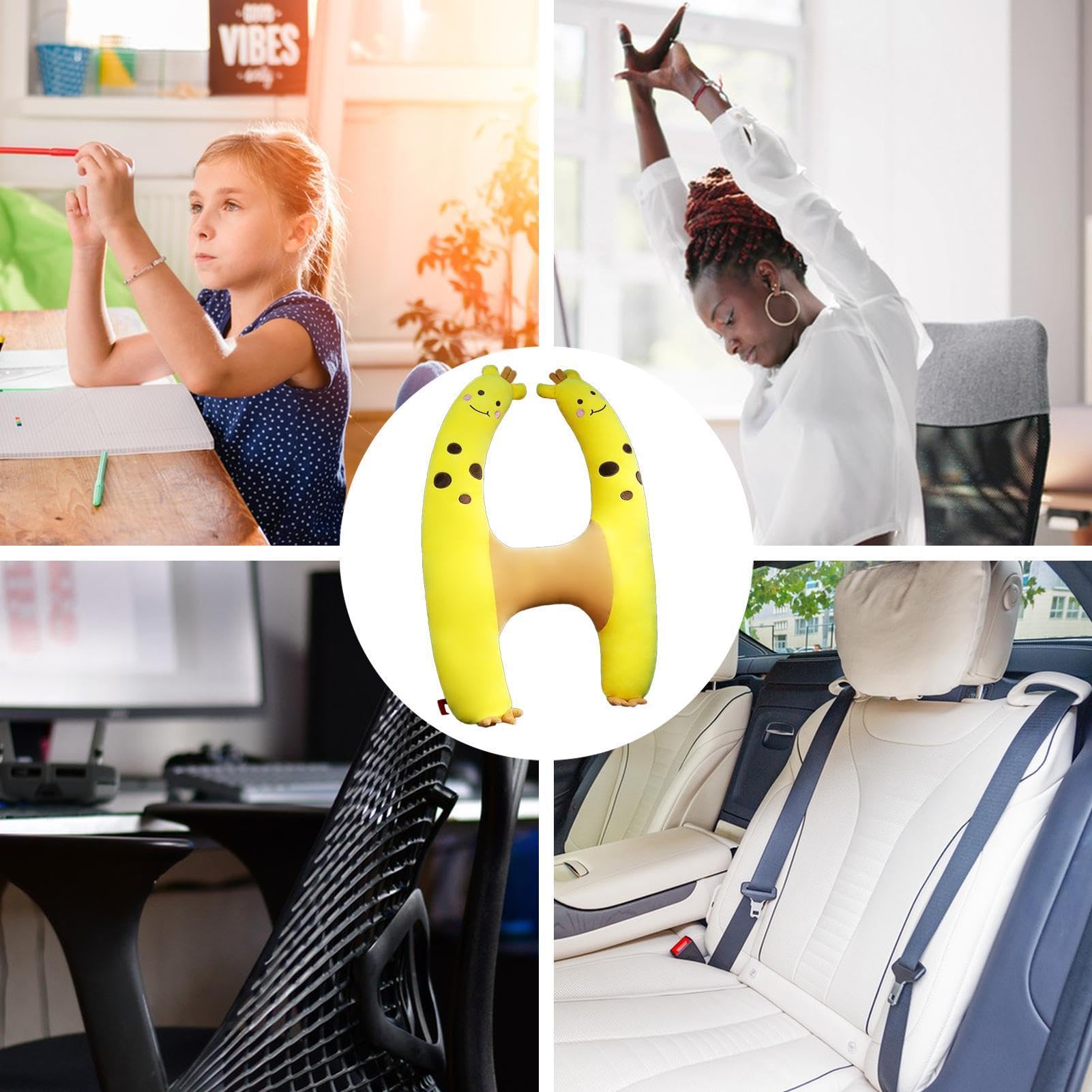 Appui-Tête Enfant Pour Siège Auto Voiture Forme H peluche douce respirante | Coussin de soutien corporel Coussin appui-tête confortable pour la des jeunes en voiture et avion