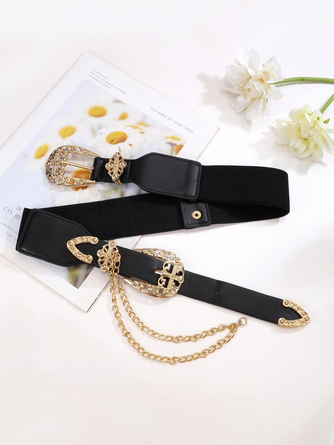 CHIC DIARY Vintage Western Waist Belt for Women PU Leather Wide Cowgirl Waistband Corset Belt for Jeans Dress - Image 4