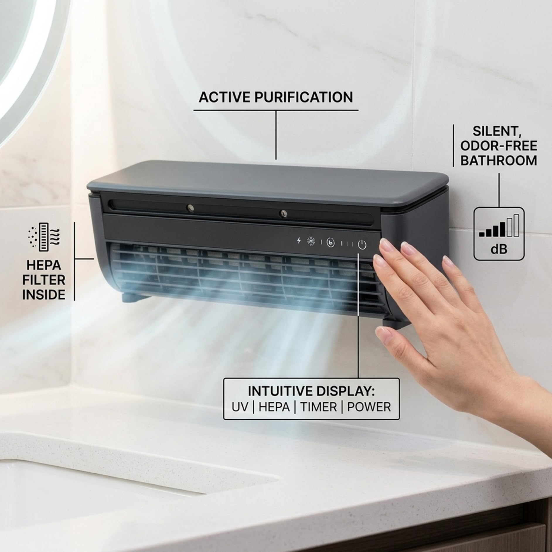 Climatiseur mural avec refroidissement rapide et batterie de 6000 mAh – Mini climatiseur, refroidisseur USB portable avec télécommande pour cuisine, dortoir, bureau
