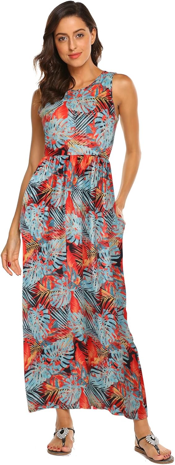 Hount Women's Summer Sleeveless Striped Flowy Casual Long Maxi Dress with Pockets - Image 3