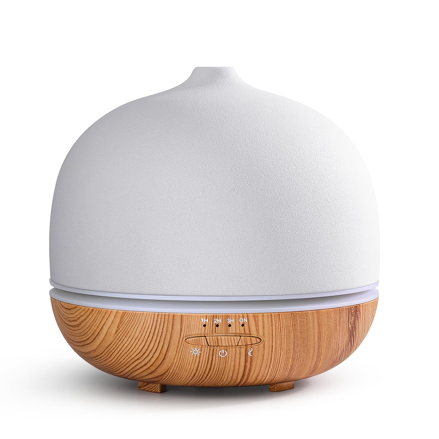Difusor Aromático de Cerámica 500ml Humidificador Ultrasónico Premium para Aceites Esenciales - Ajuste de Temporizador y 10-LED de Color - Blanco Sin BPA para Dormitorio y Sala de Estar