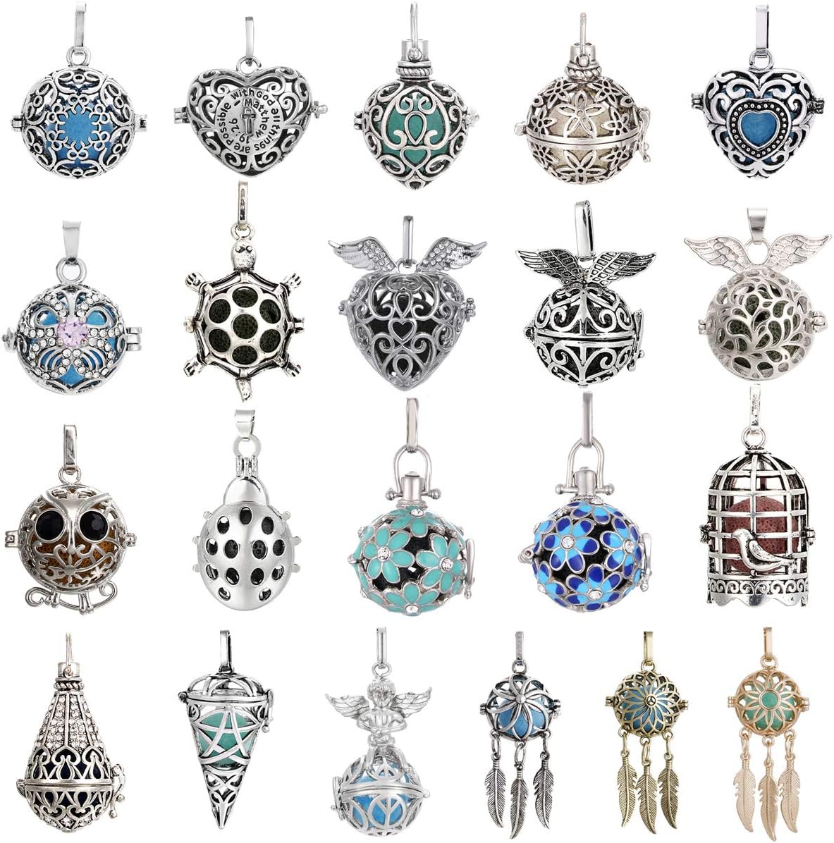 Mixed Pearl Cage Locket Pendants Set, Essential Oil Diffuser DIY Necklace Bracelet Jewelry Making Craft, Bulk Beads Aromatherapy Diffuser Charms Gifts for Women Girls - Image 3
