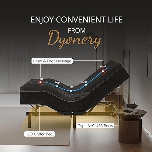 Miniatura 3 de Base de cama ajustable Queen con control remoto inalámbrico + colchón de espuma viscoelástica de gel de carbón Queen de 12 pulgadas en una caja,