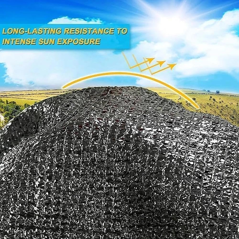 Rete di ombreggiatura 4 x 4 m, protezione solare con occhielli, 90% effetto ombreggiante, rete parasole per giardino, rete parasole nera