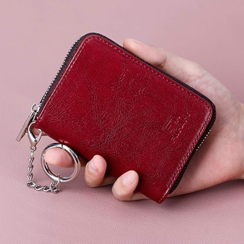 Miniatura 76 de FurArt - Cartera para tarjetas de crédito, soporte para tarjetas con cremallera para hombres y mujeres, bloqueo RFID, cartera con llavero