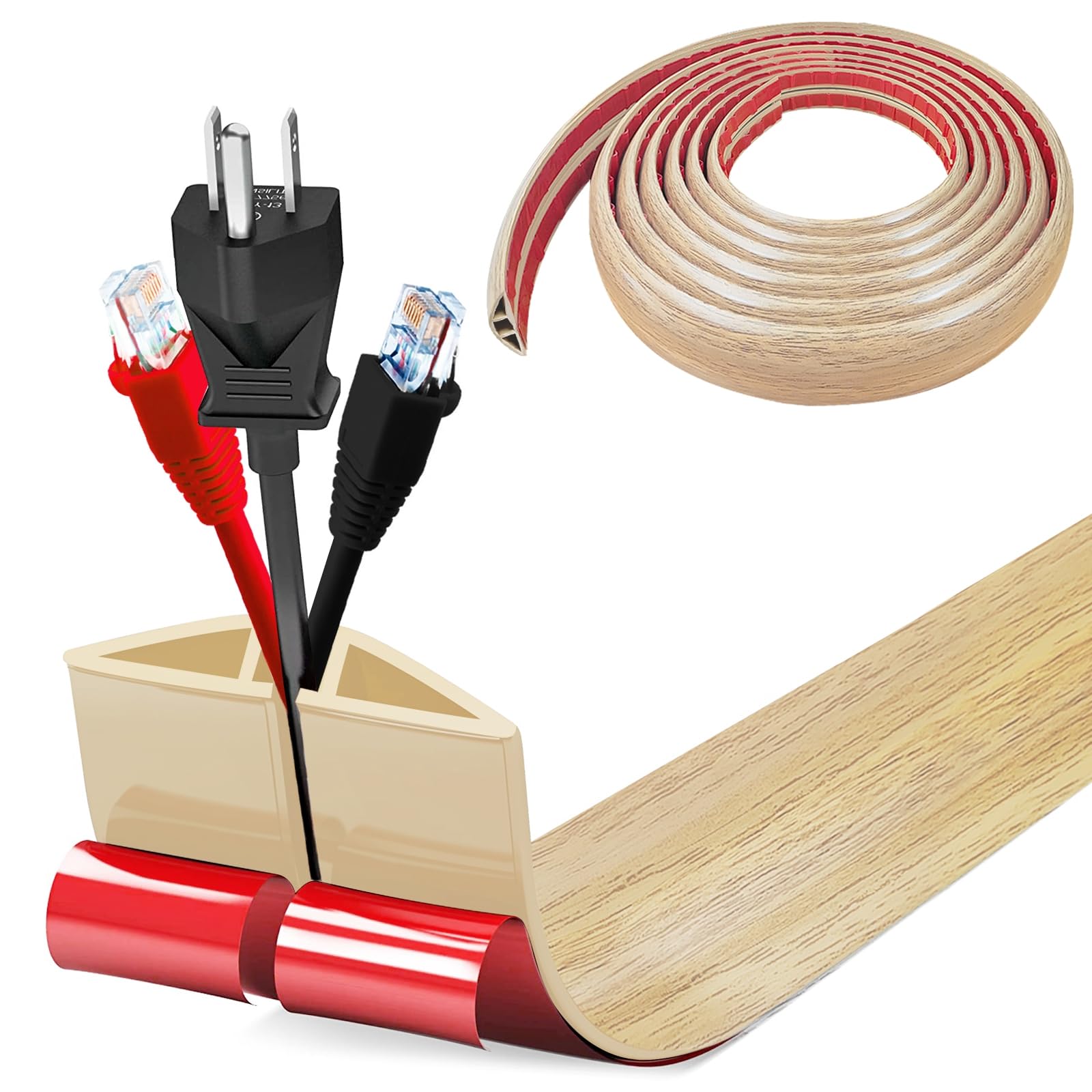 Pasacables Suelo, Canaleta Cables Suelo, 3.0M x2cm Protector de Cables para Suelo, Cubiertas de Suelo para Cables Autoadhesiva Montaje para Todos los Hogar, Oficina, Escuela,Almacén(Blanco-Redondeado) — view 30