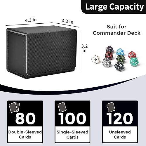 Miniatura 2 de Caja de cartas con 2 divisores, caja de almacenamiento de tarjetas coleccionables de capacidad estándar para más de 80 tarjetas de doble manga,