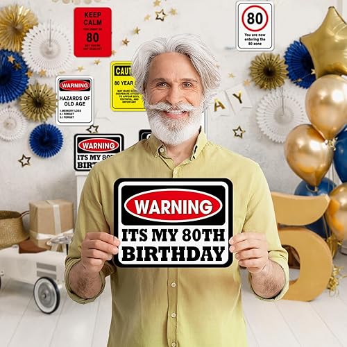 Miniatura 5 de WERNNSAI Decoraciones de cumpleaños 80 – 9 piezas de decoración de fiesta de la zona vieja de los años 80, divertido cartel de patio para abuela,