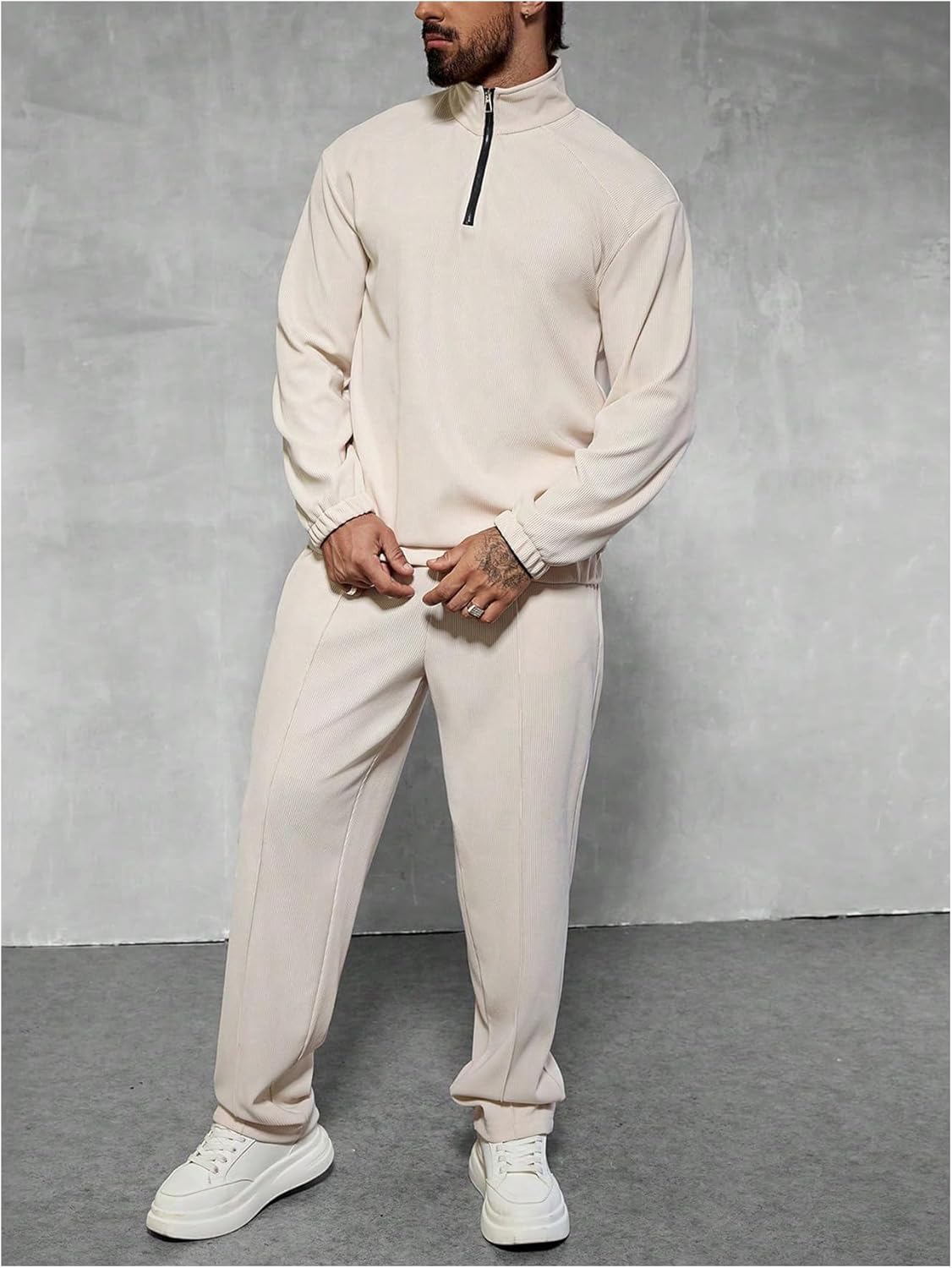 SOLY HUX Men's Sweatsuits Quarter Zip Sweatshirt and Pants Set Fall Tracksuit Two Piece Outfit - Image 5