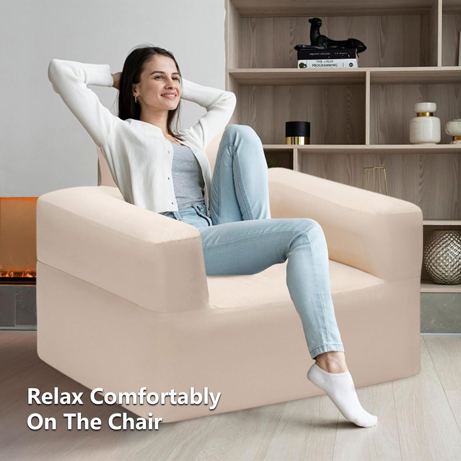 AIZYR Inflatable Sofa Air Sofa Inflatable Bench Chair with Air Pump, Foldable Lounge Chair for Home Camping Picnic Beach Travel Outdoor,Dark red