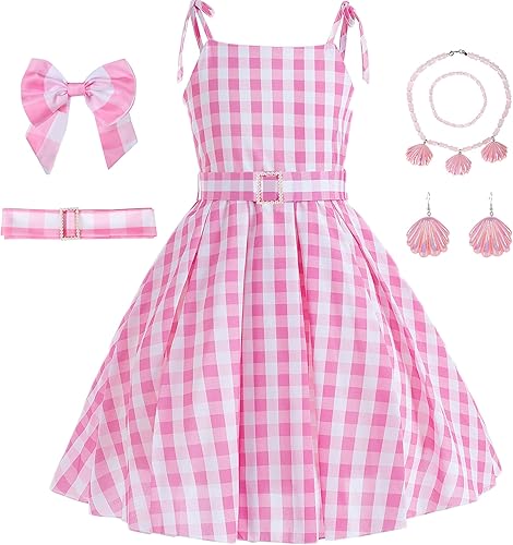 Vestido de disfraz rosa para niñas, vestidos de cosplay de películas calientes, trajes para niños, disfraz de fiesta de Halloween