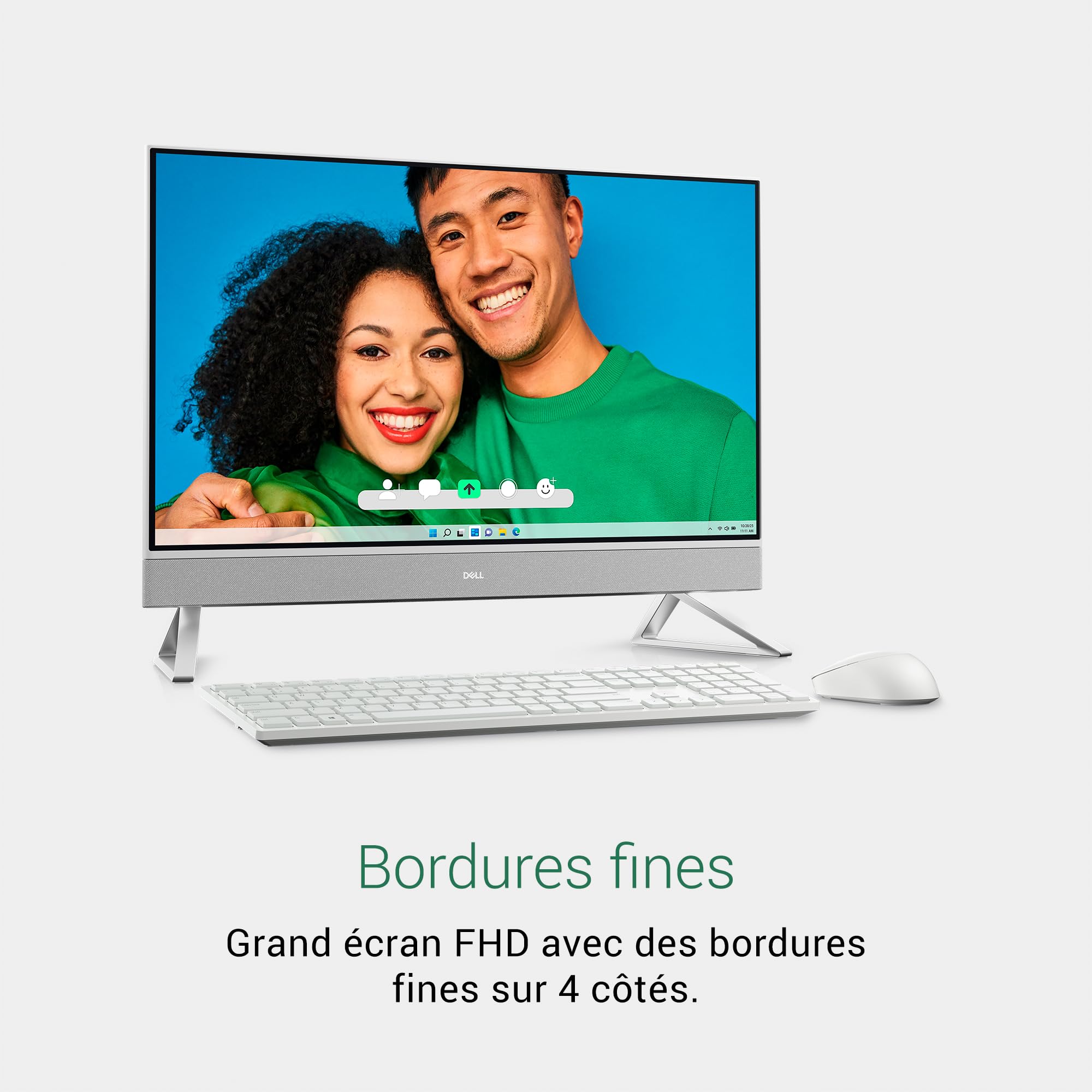 Dell Inspiron 27'' 7730 Ordinateur de Bureau Tout-en-Un 27'' FHD, Intel Core i5-1334U, 16 GB RAM, 512 GB SSD, Graphique Intel Iris XE, Windows 11 Home - Clavier Français AZERTY, Blanc