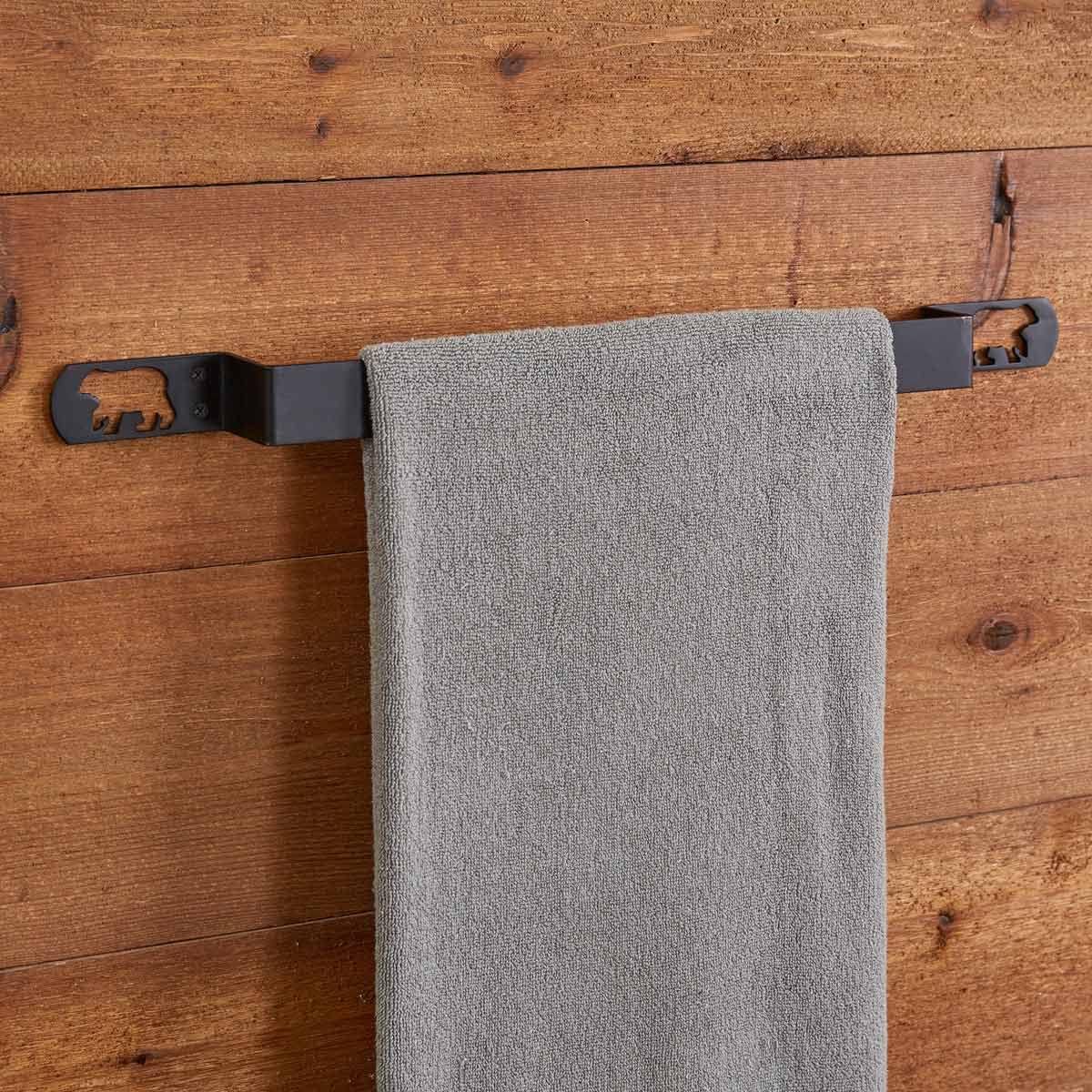 BLACK FOREST DECOR Cutout Bear Silhouette Towel Bar - 16 Inch, Bathroom Hardware, 22" W x 2" D x 1 1/2" H