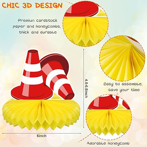 Miniatura 6 de Threan 9 piezas de centros de mesa de construcción para fiestas de panal de abejas para auto, camión, zona de centros de mesa 3D, decoraciones de