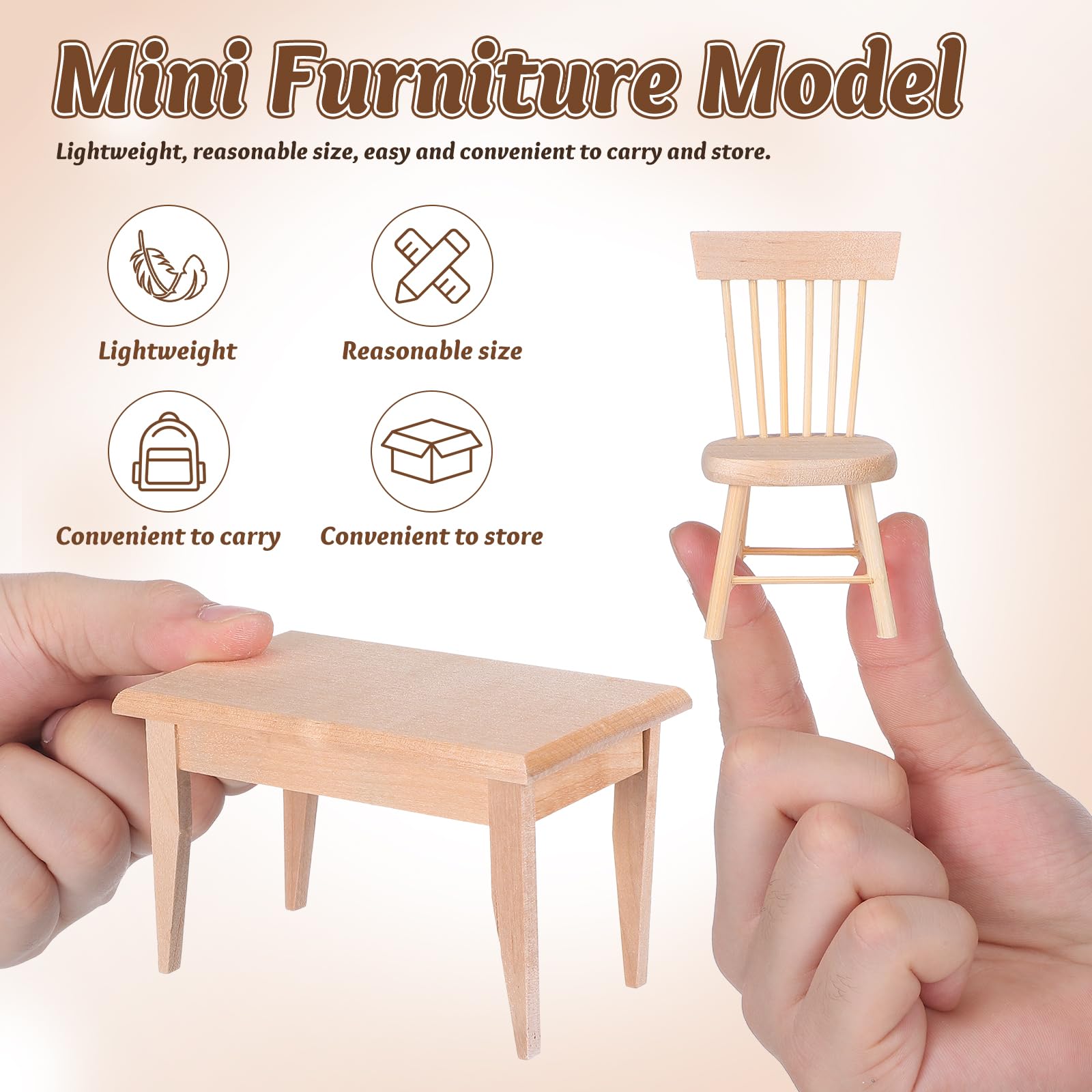 TOYANDONA 5 pezzi casa delle bambole tavolo in legno miniatura tavolo tavolo tavolo da pranzo set mobili mini accessori per casa delle bambole fate giardino