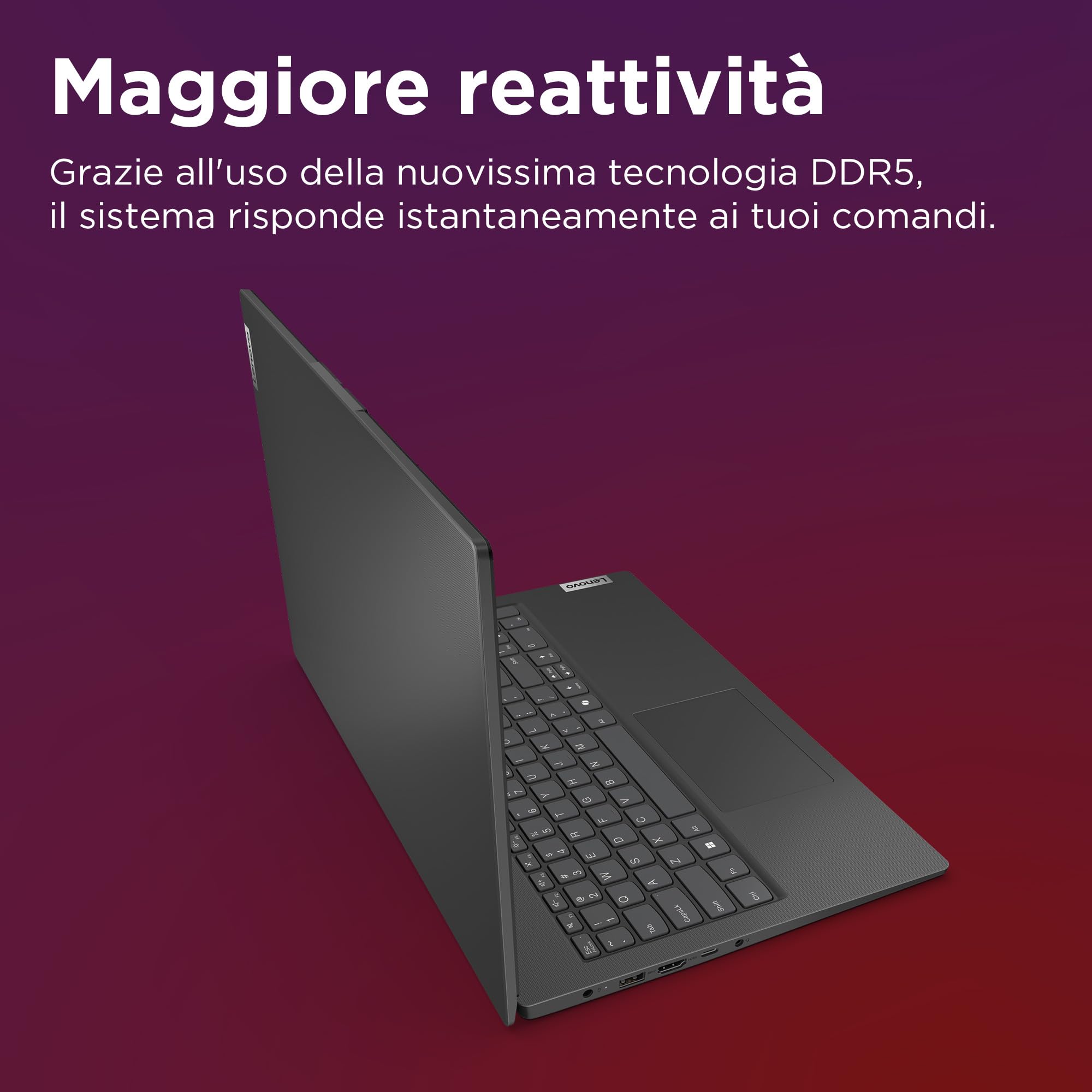 Lenovo V15 G5 IRL, Laptop professionale 15.6" Full HD con processori Intel Core 7, memoria RAM DDR5 16GB e archiviazione SSD Rapida 512GB, Windows 11 Pro – Nero