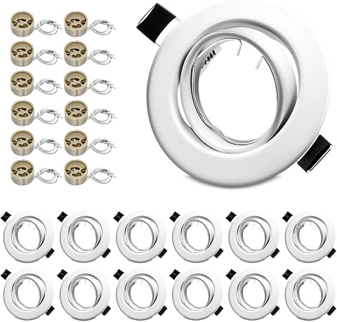 Pack de 12 Marco Foco Empotrable GU10 Blanco Redondo