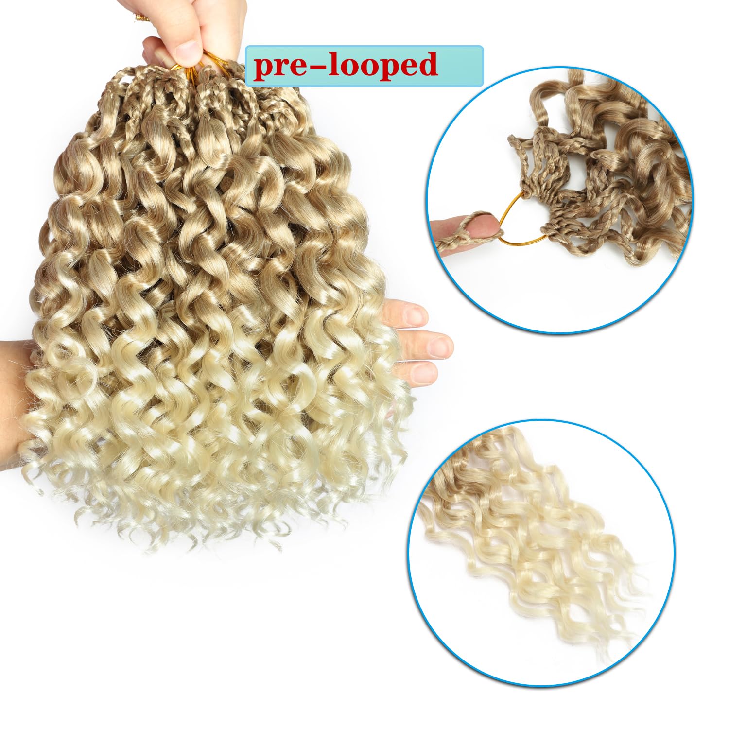 Gogo Curl Crochet Hair 10 Inch 9 Packs Ocean Wave Curly Crochet Hair for Black Women Pre-Looped Deep Wave Water Curly Braiding Extensions (27/613# - Image 3