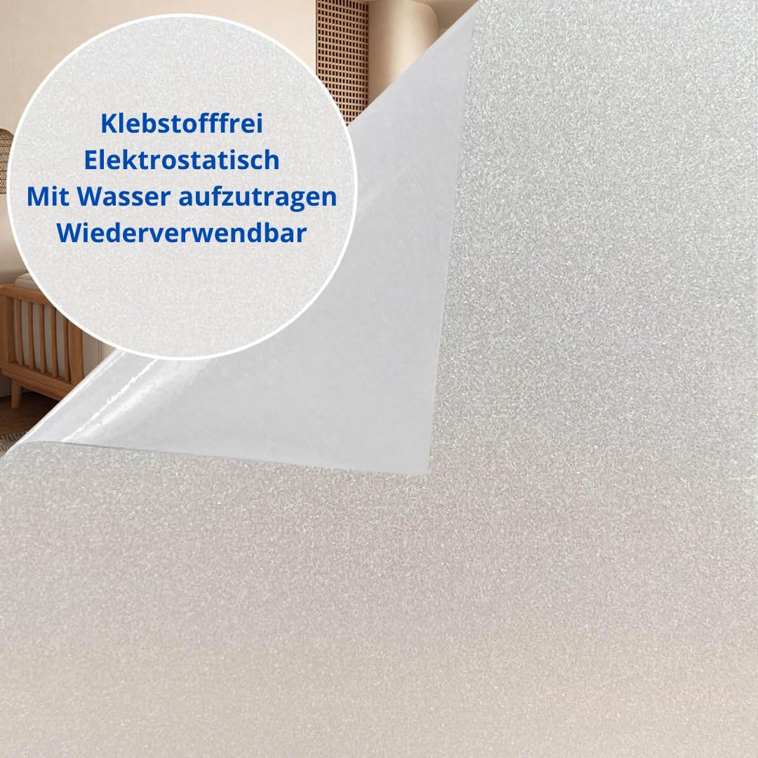 Sichtschutz-Fensterfolie (120 x 500 cm), VIELE GROßE GRÖSSEN, matt, satiniert, selbstklebend, ohne Kleber, UV-Schutz, Keine Rückstände, einfache Anwendung, Duschkabine, statische Haftung, abnehmbar