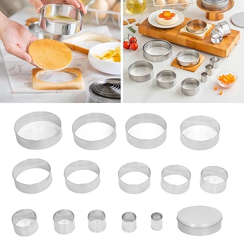 Miniatura 7 de 14 moldes para anillos de pastel para hornear, juegos de moldes de anillos de alimentos para cocinar anillos de acero inoxidable para tortas