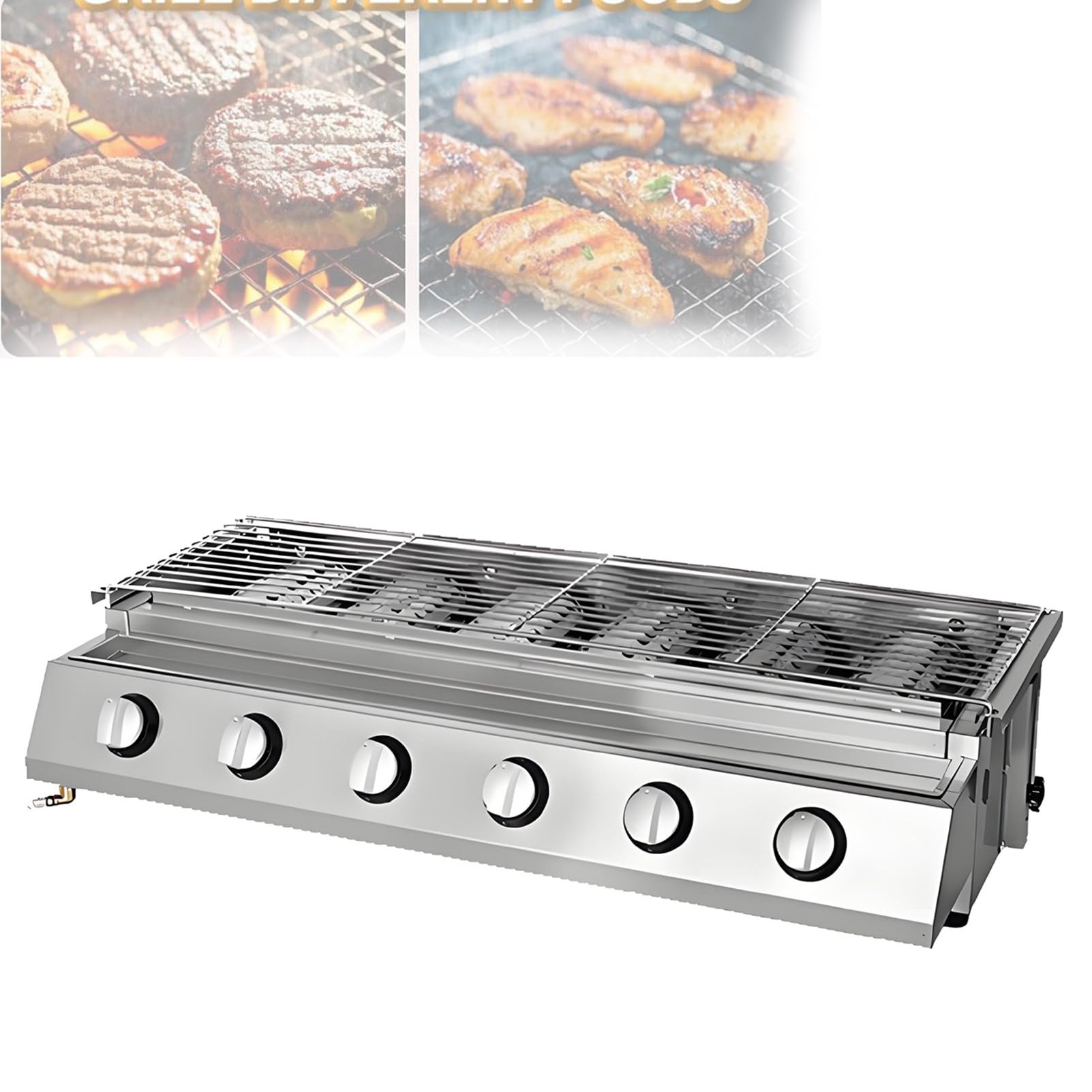 2-8 PalnikóW, Komercyjny Grill Gazowy Lpg, Elektryczny, Bezdymny Grill WewnęTrzny, Regulacja Temperatury, PrzenośNy Grill Na Piknik Na śWieżYm Powietrzu 6Burner