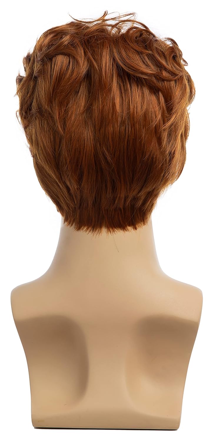 Men Wigs Short Orange Wig Synthetic Heat Resistant Natural Halloween Cosplay Hair Wig