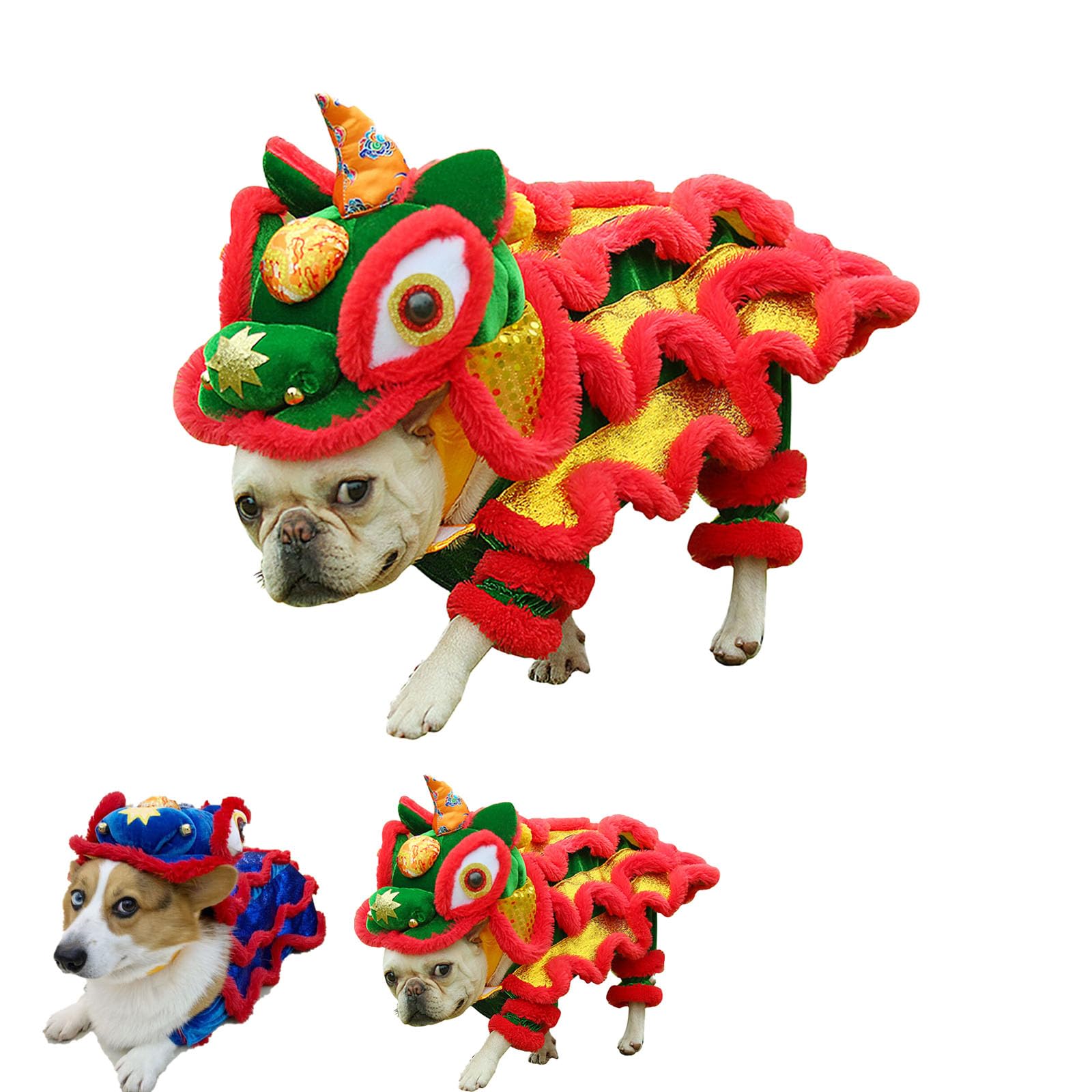 Lion Dance Dog Costume, Chinese Dragon Dog Costume, Chinese New Year Dog Costume, Chinese Lion Dog Costume, Hoodies Coat for Small Dogs (red, Small)