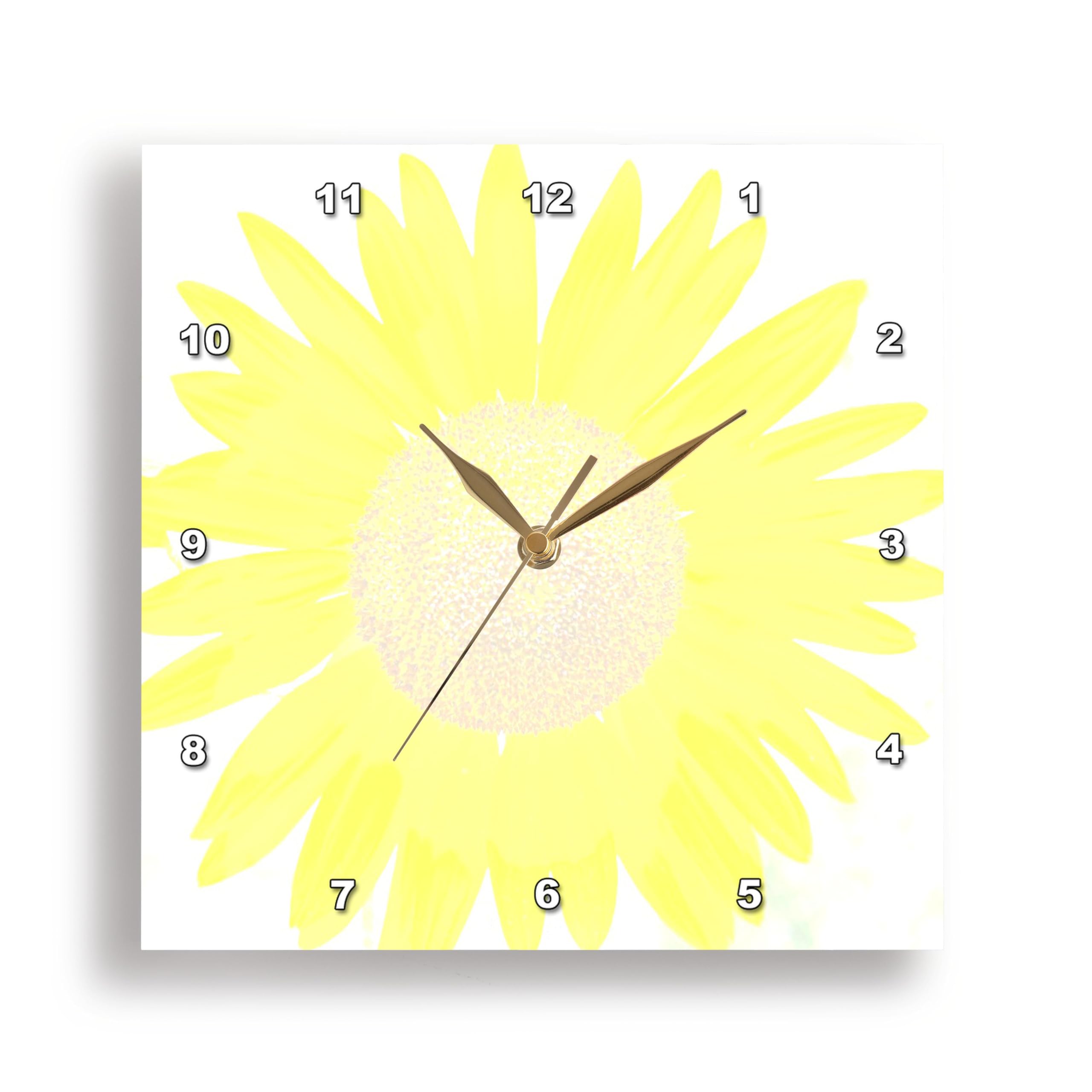 3D Rose Wall Clock Silent - 15 inch - Sunshine Yellow Sunflower Art- Flowers - Sanders Flowers
